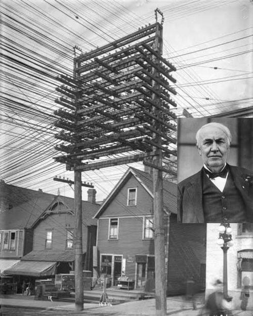 Así se veían los cables eléctricos en Nueva York a finales del siglo XIX